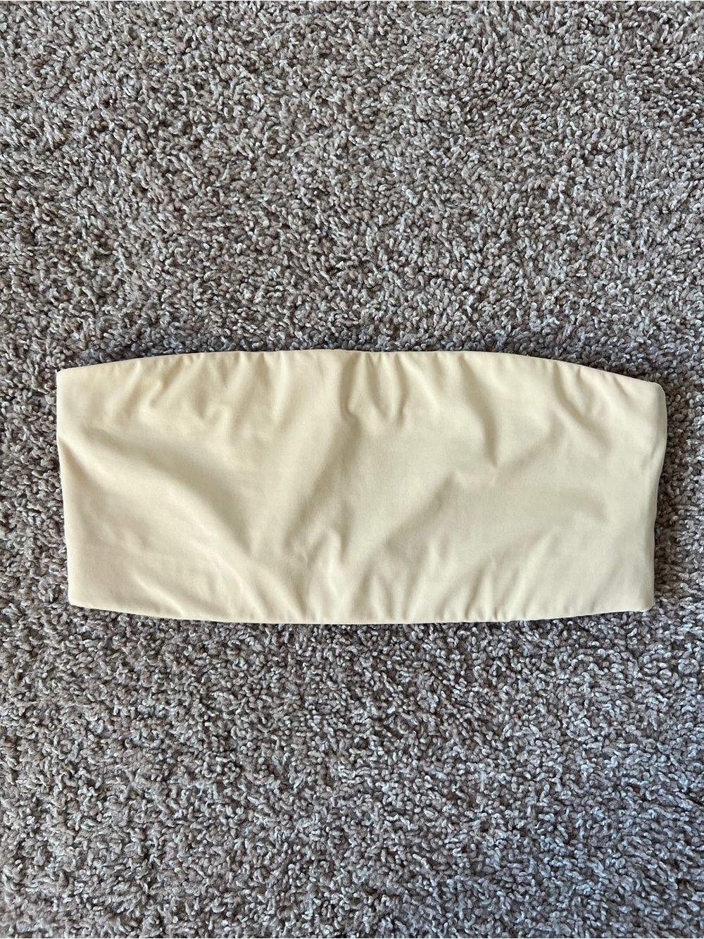 Girlfriend Collective Bandeau Strapless Bra in Butter Yellow / Soft Beige